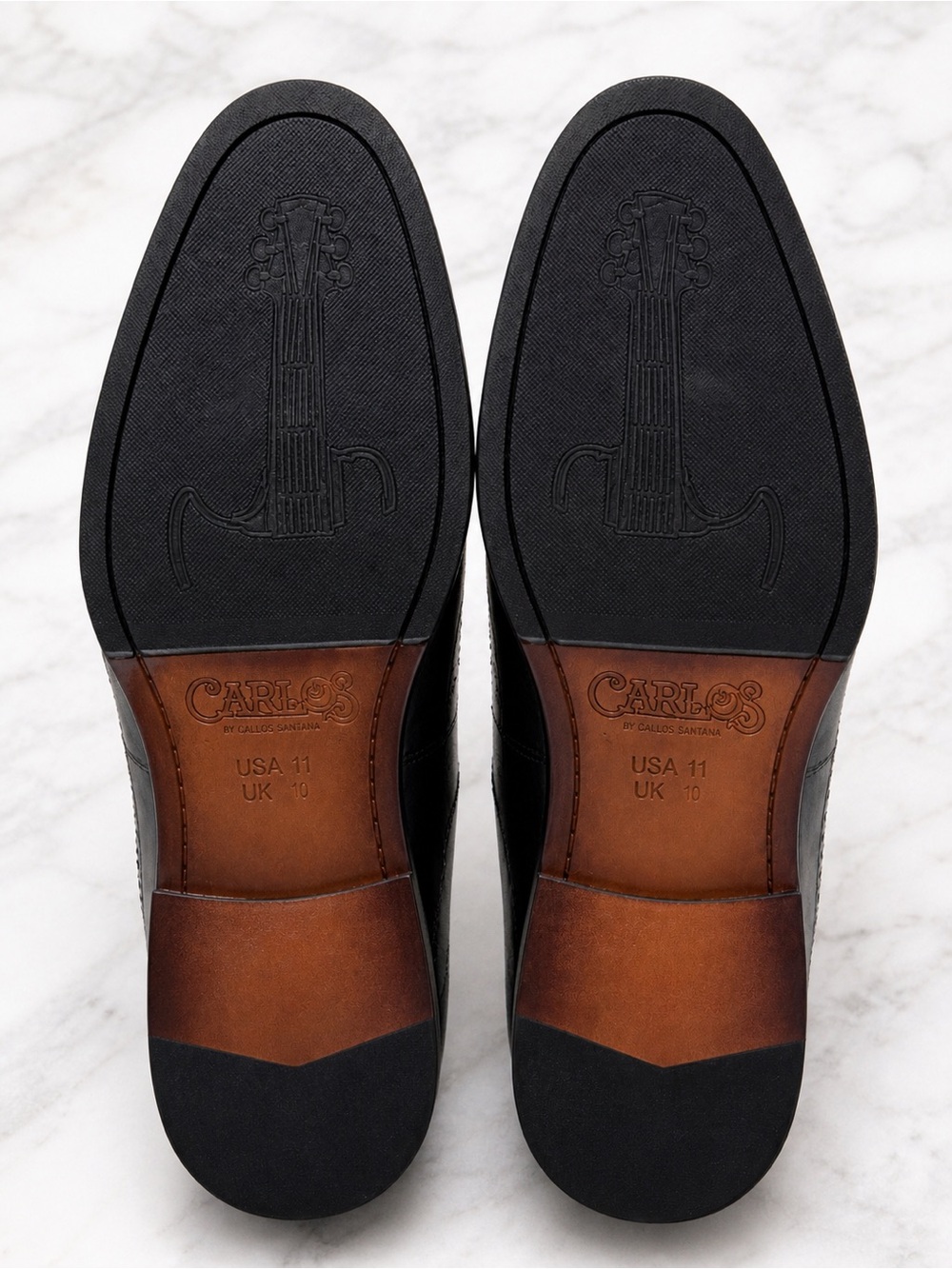 Carlos Santana Black Wingtip Oxford Dress Shoes Men’s Size 11 Brogue Lace Up - Picture 7 of 11